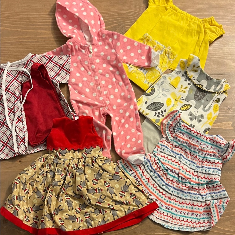 Lot of Handmade Doll Clothes- fits 18” doll